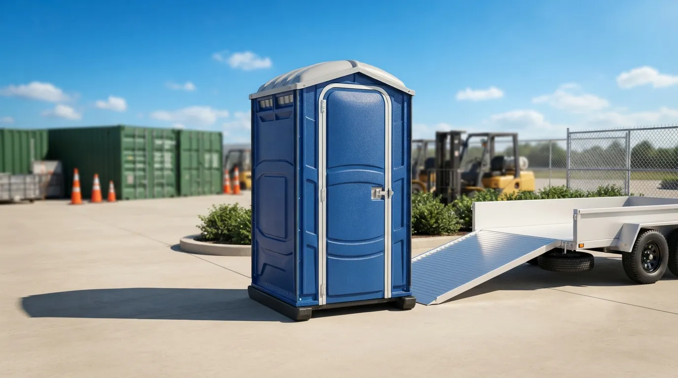 Portable restroom units delivered on a Grand Forks, ND work zone